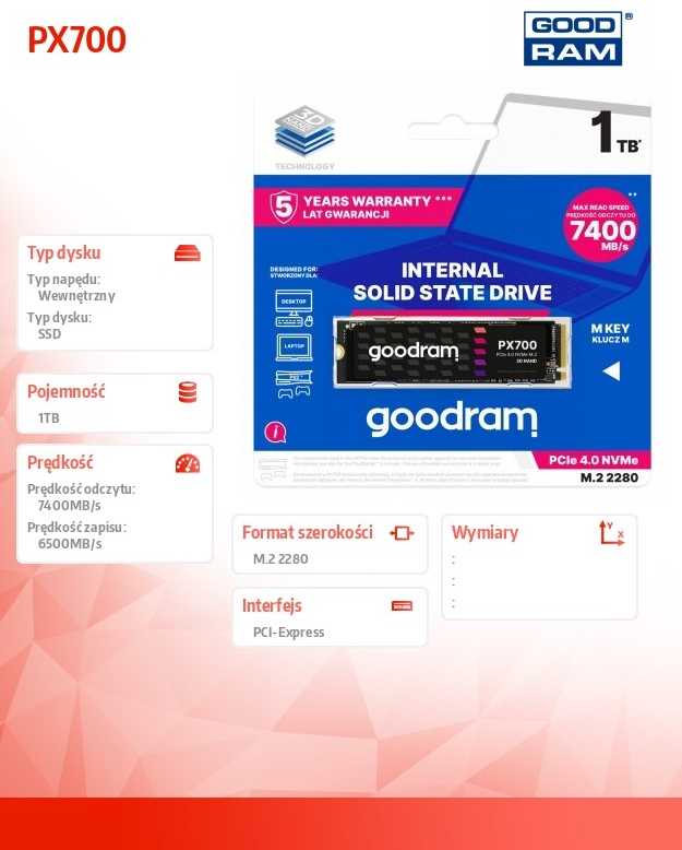 GOODRAM SSD PX700 M.2 PCIe 4x4 1TB MAŽmeninė prekyba