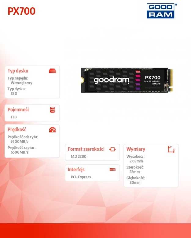 GOODRAM SSD PX700 M.2 PCIe 4x4 1TB MAŽmeninė prekyba