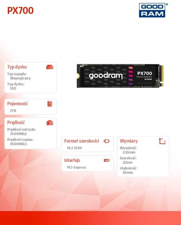 GOODRAM SSD PX700 M.2 PCIe 4x4 2TB MAŽmeninė prekyba