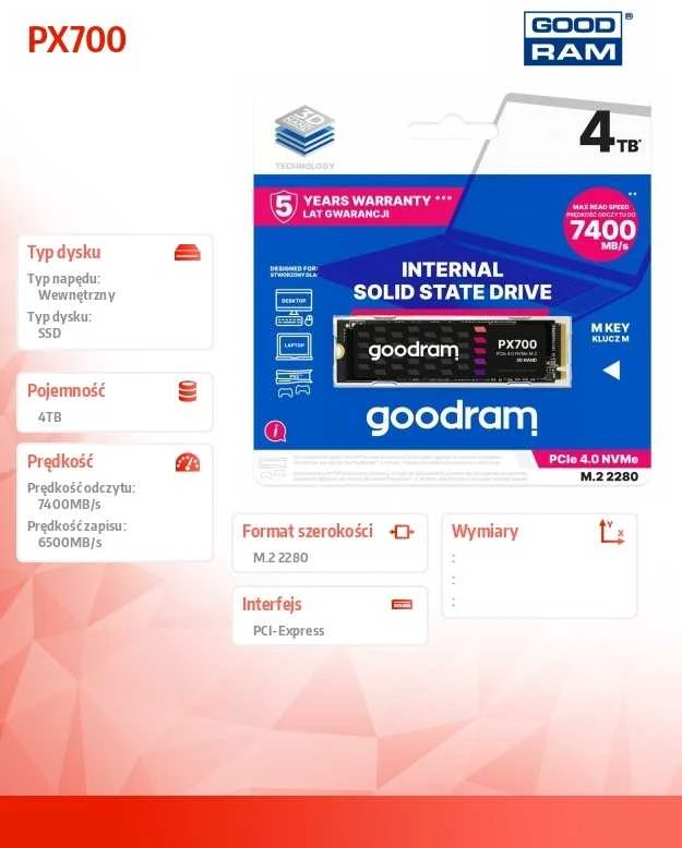 GOODRAM SSD PX700 M.2 PCIe 4x4 4TB MAŽmeninė prekyba