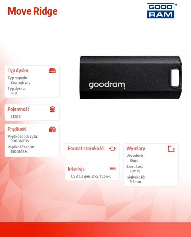 Kietasis diskas „Goodram“, nešiojamasis SSD 512 GB, kompaktiškas, aliuminis, 18 g, rašymo/rašymo – 2000/1500 MB/s