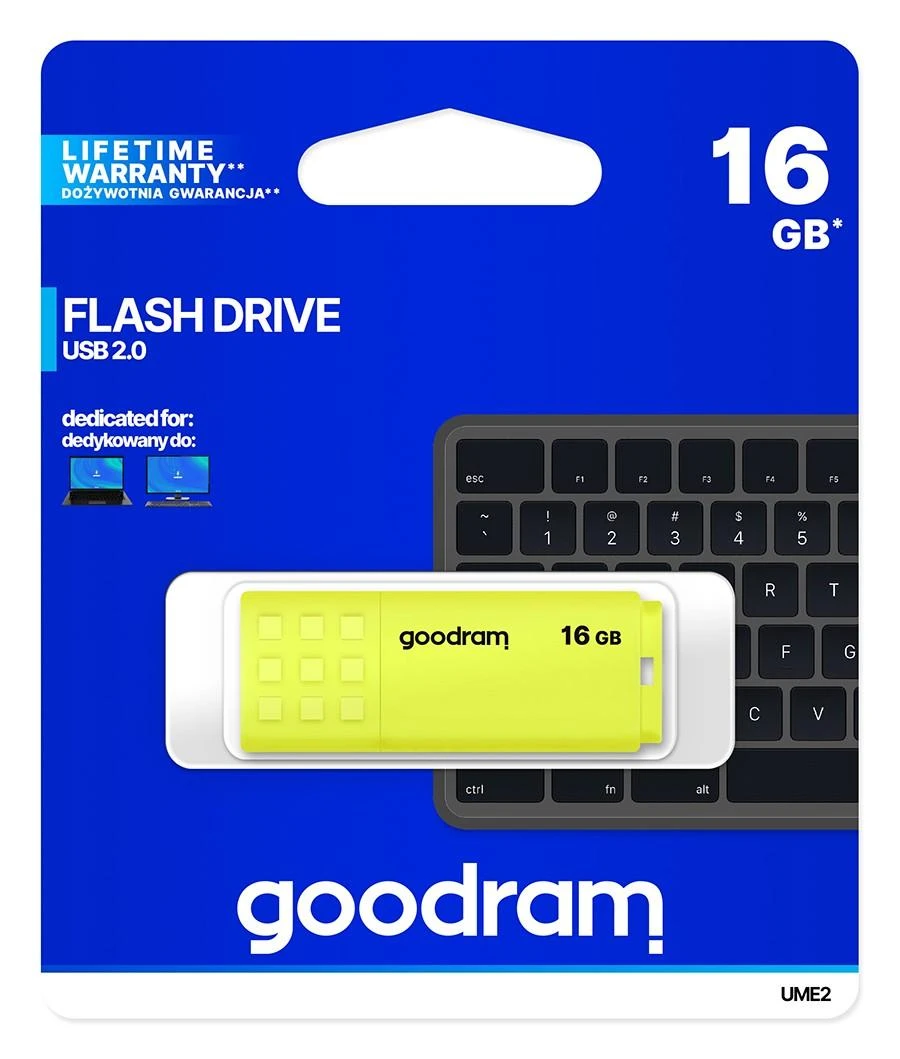 GOODRAM UME2-0160Y0R11 GOODRAM atmintis USB UME2 16GB USB 2.0 Geltona