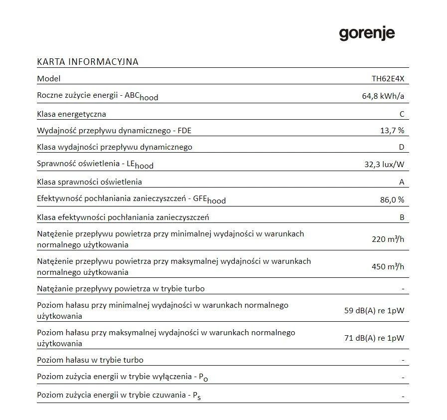 Gartraukis Gorenje OKAP TELESKOPOWY TH62E4X