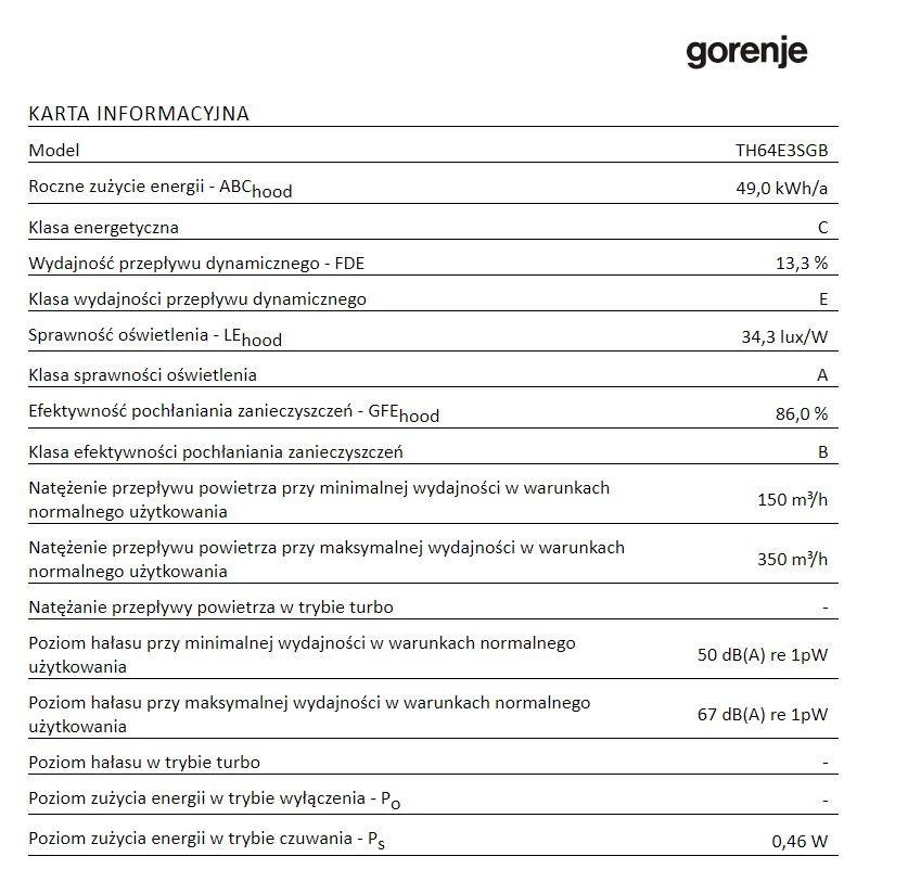 Įmontuojamas gartraukis Gorenje TH64E3SGB