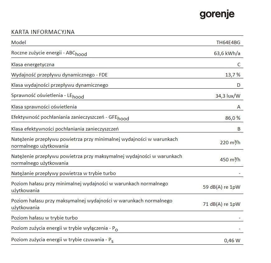 Gartraukis Gorenje Kapotas DEGA TH64E4BG