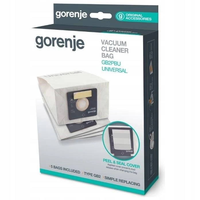 Gorenje dulkių siurblių maišeliai GB2PBU Maišelių skaičius 5 vnt., Filtrų skaičius 1 Kempininis filtras vnt., Universalus dulkių maišelis, Baltas