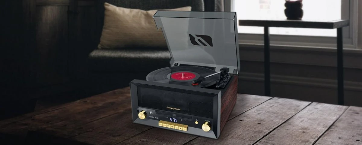 Muse Mūza | Patefono mikrosistema su vinilo deku | MT-112 W | Mikrosistemos kompaktinis diskas su patefonu | USB jungtis