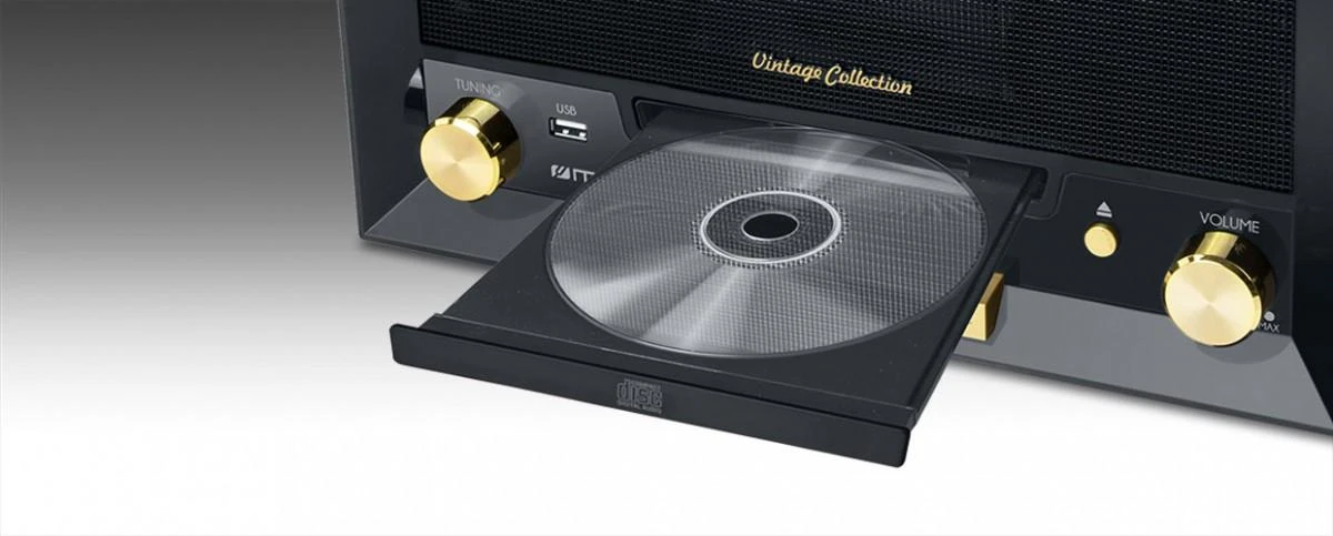Muse Mūza | Patefono mikrosistema su vinilo deku | MT-112 W | Mikrosistemos kompaktinis diskas su patefonu | USB jungtis