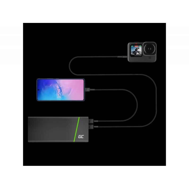 Green Cell Žalias Cell Kabelis Žalias Cell GC PowerStream USB-A - USB-C 30 cm greitas įkrovimas Ultra Charge, QC 3.0