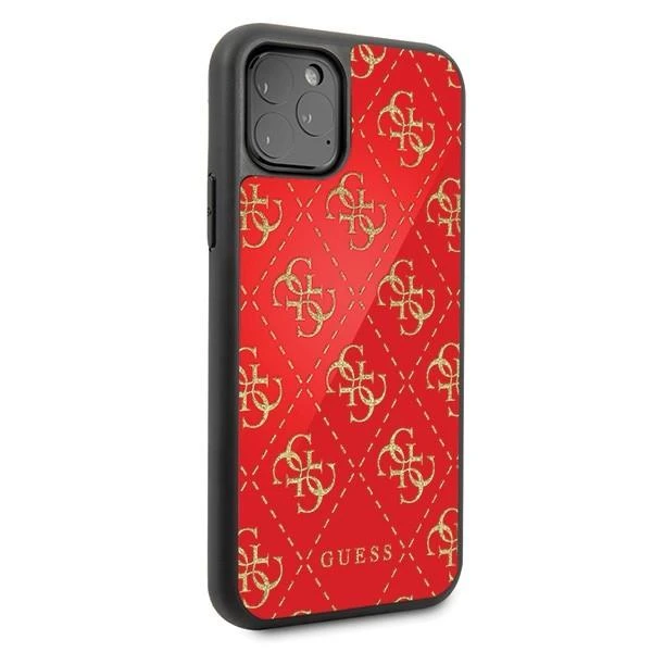 Guess dėklas, skirtas skirtas iPhone 11 Pro Max GUHCN654GGPRE raudonas kietas dėklas, skirtas 4G Double Layer Glitter