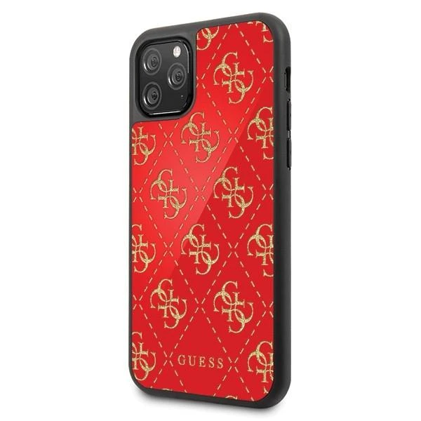 Guess dėklas, skirtas skirtas iPhone 11 Pro Max GUHCN654GGPRE raudonas kietas dėklas, skirtas 4G Double Layer Glitter