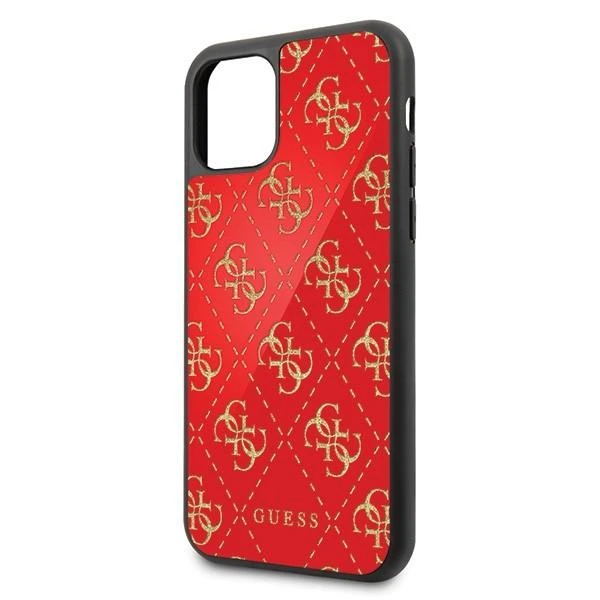 Guess dėklas, skirtas skirtas iPhone 11 Pro Max GUHCN654GGPRE raudonas kietas dėklas, skirtas 4G Double Layer Glitter