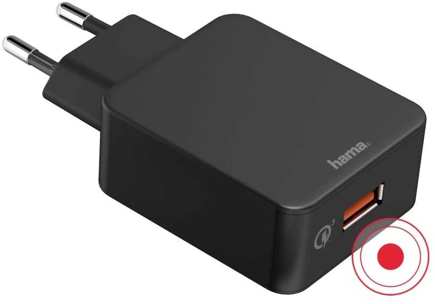 HAMA INDUKCINIS Įkroviklis QI-FC 15S 15W / USB-C + Įkroviklis QC 3.0 Juodas