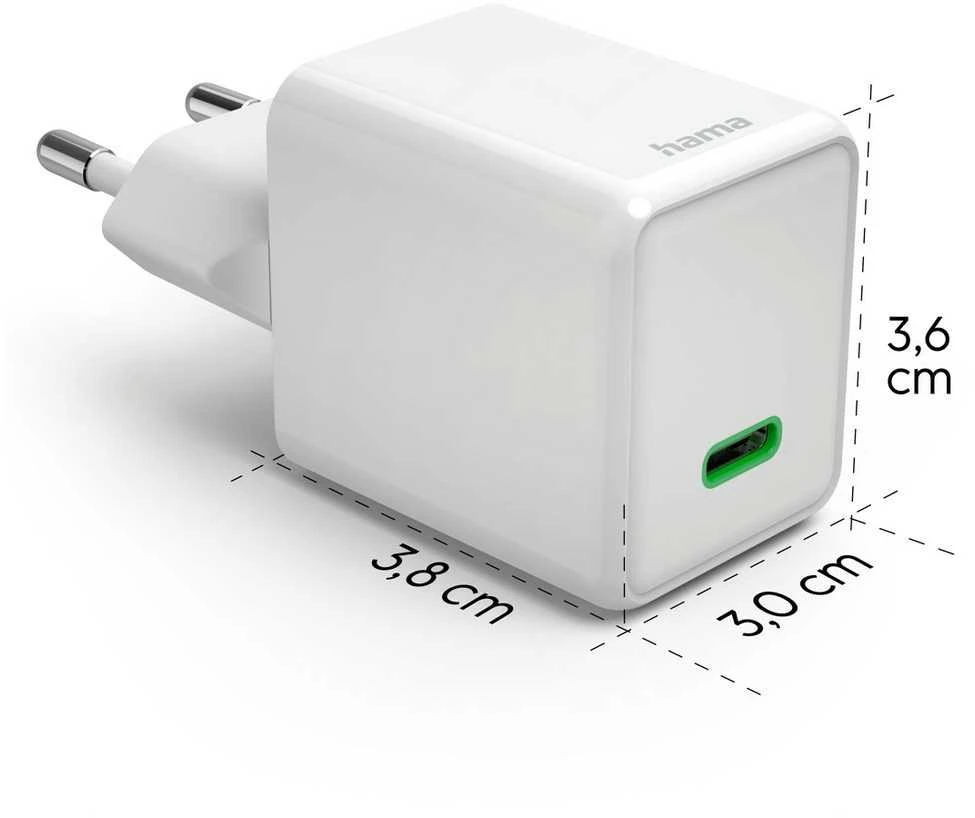 Hama supermini 45W GaN PD/QC 1x USB-C balta