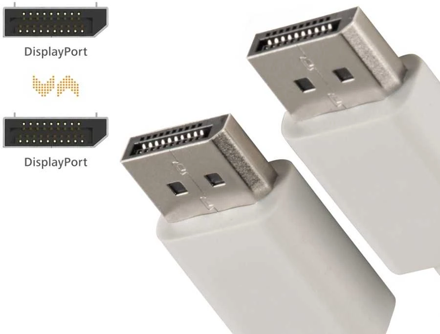 DisplayPort kabelio jungtys iš arti