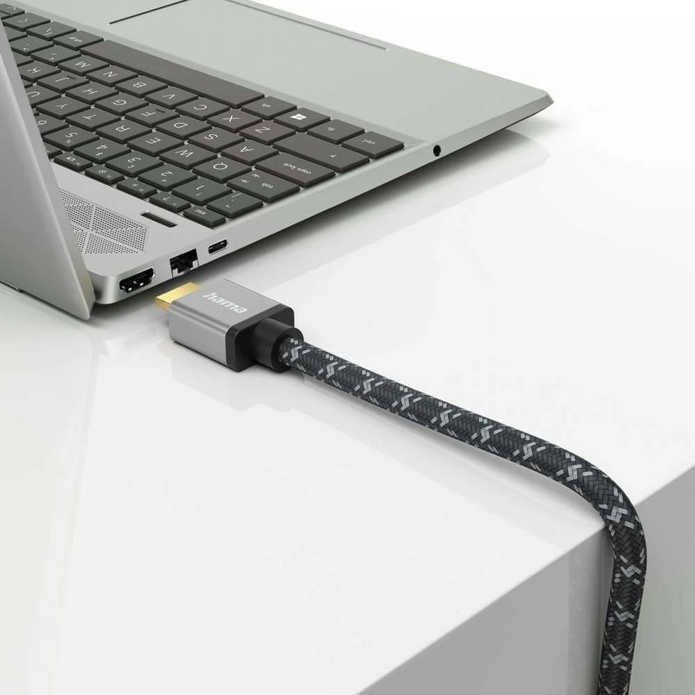 Hama HDMI 2.1 8K 2m, Ultra High Speed, juoda-pilka