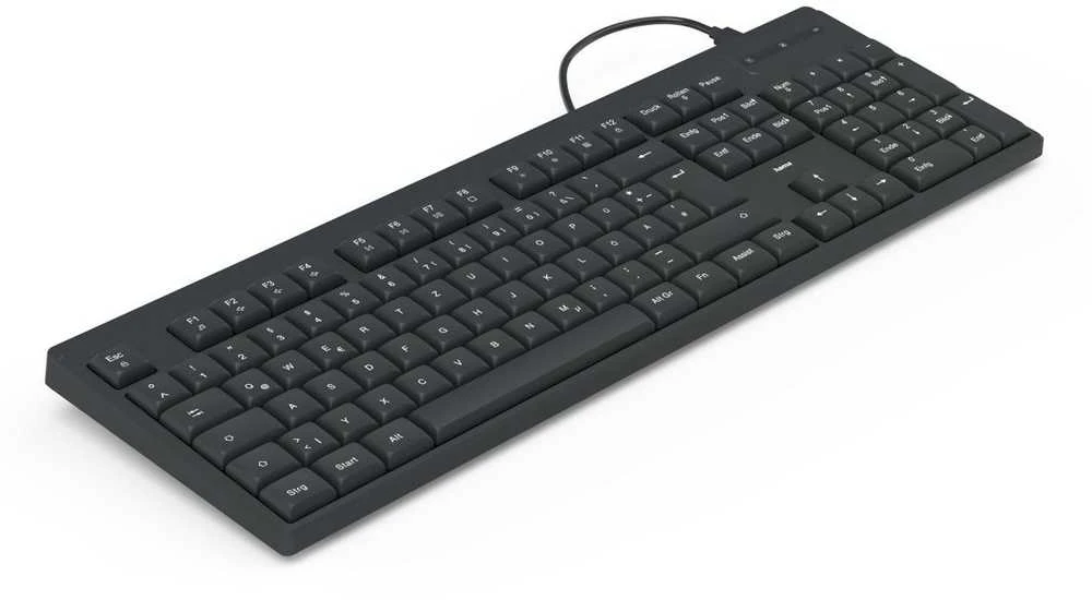 Klaviatūra Hama CK-100/WKM-100 su laidu 100% (full-size) juoda