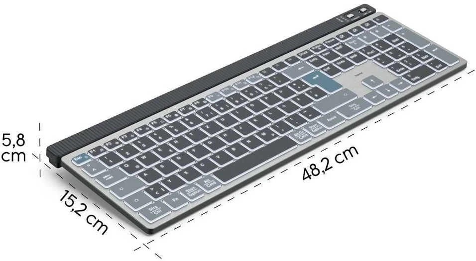 Klaviatūra Hama WK-750/WKM-750 belaidė 100% (full-size) su pašvietimu juoda-pilka