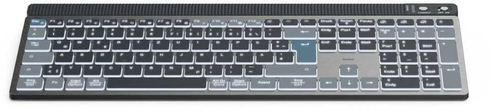 Klaviatūra Hama WK-750/WKM-750 belaidė 100% (full-size) su pašvietimu juoda-pilka