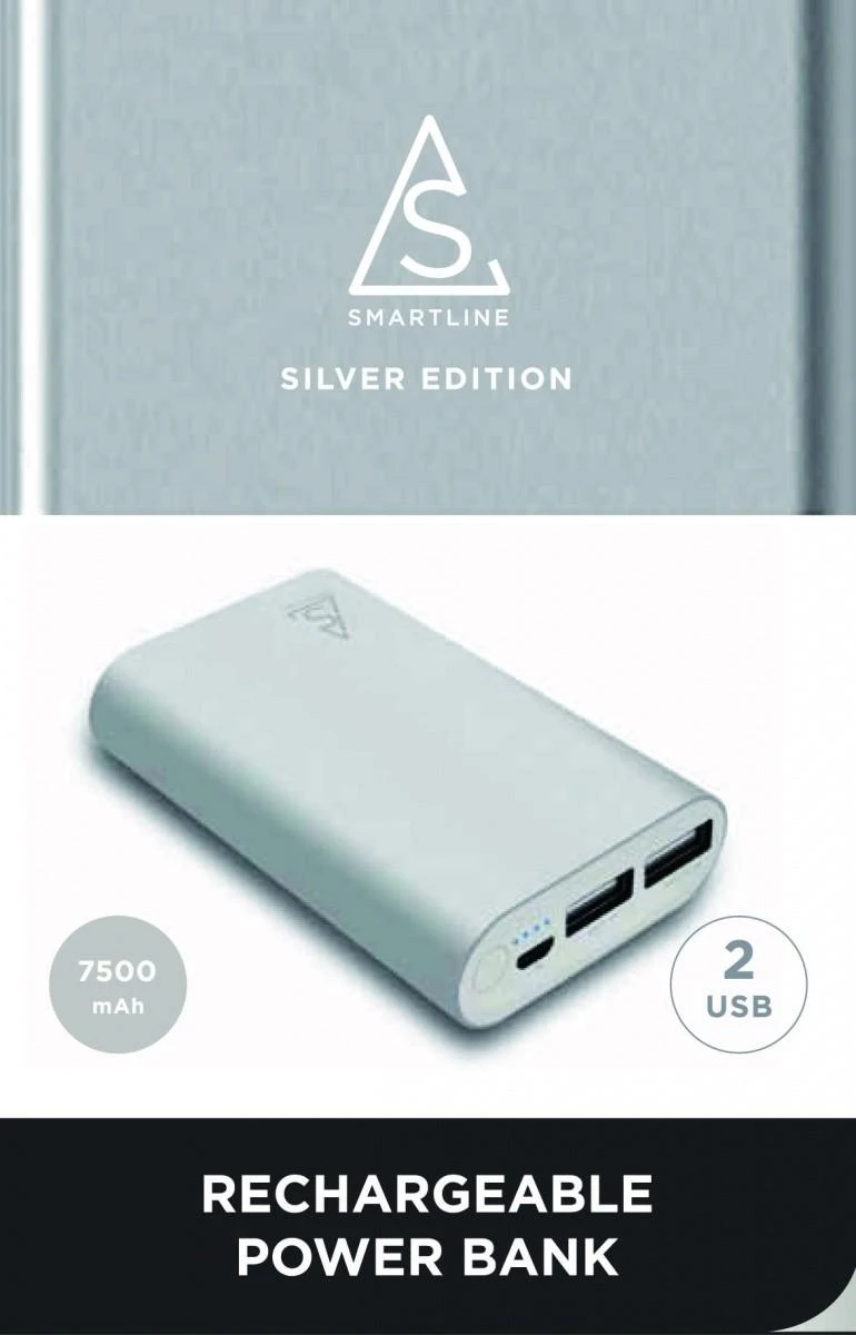 Powerbank Holdit Smartline 7500mAh Sidabrinė