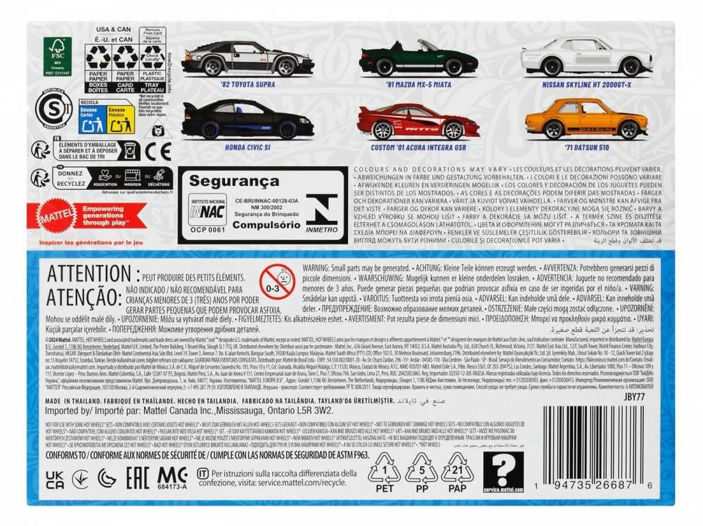 Mattel HOT WHEELS šešių japoniškų automodeliukų rinkinys (JBY77)