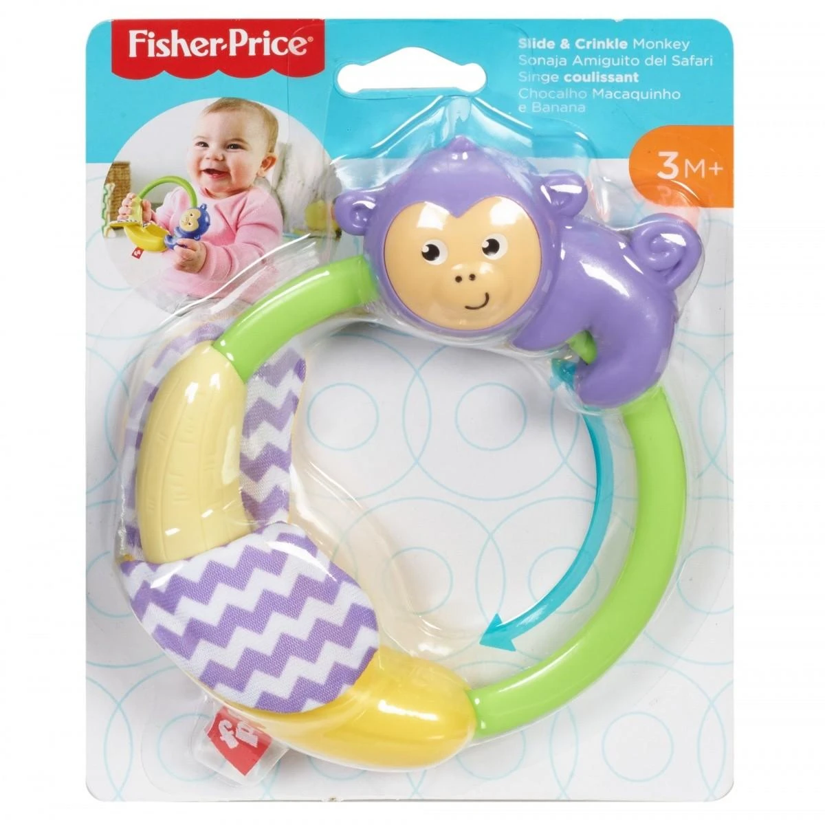 Fisher Price beždžionėlės formos žiedas-barškutis