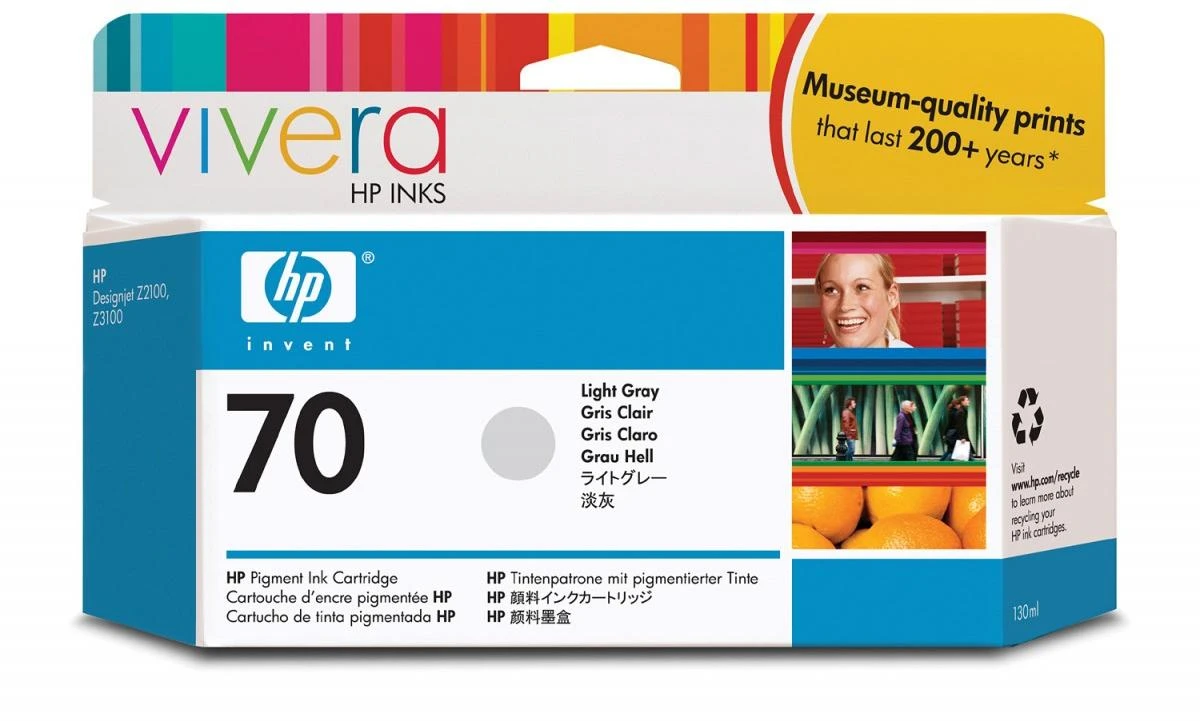 Hewlett Packard (HP) HP no.70 Ink Cart. Light Pilkas su Vivera rašalu (130ml)