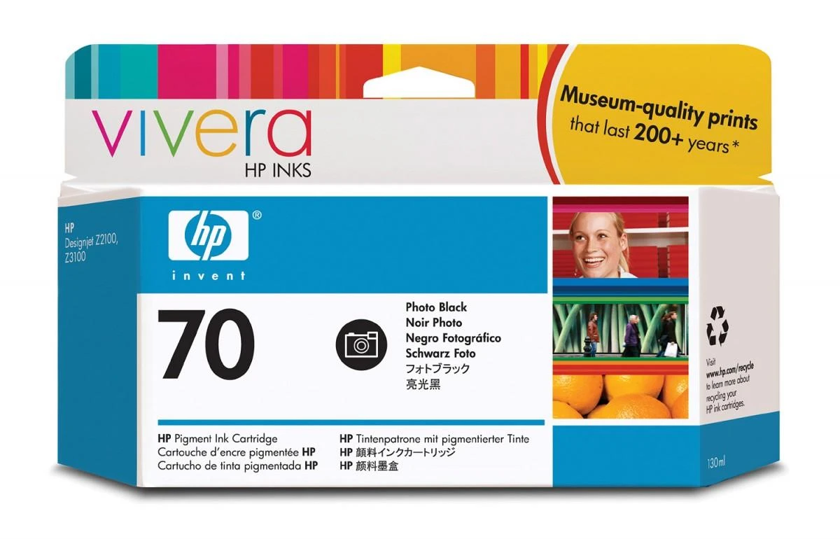 Rašalo kasetė HP 70 Juodas su Vivera Ink, 130 ml, skirta HP DesignJet Z3100, Z2100