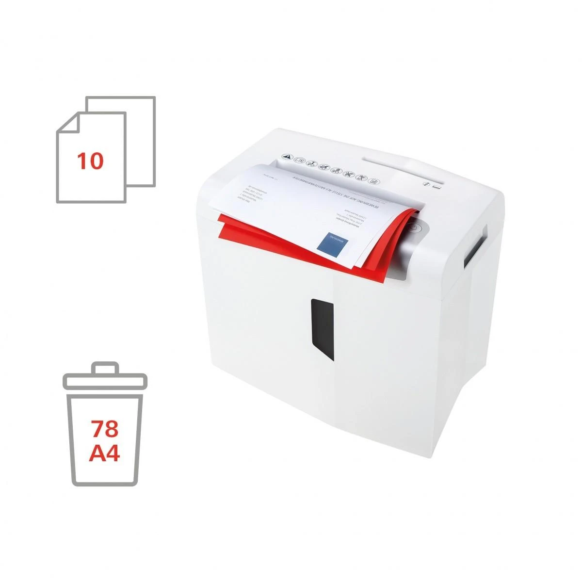 HSM 1042121 HSM „Shredstar S10“ – 6 mm juostelės / 10 lapų po 80 g / 18 l talpos dėžė / P-2