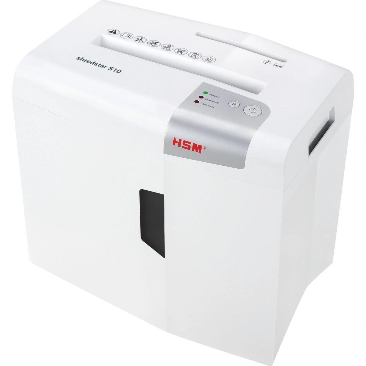 HSM 1042121 HSM „Shredstar S10“ – 6 mm juostelės / 10 lapų po 80 g / 18 l talpos dėžė / P-2