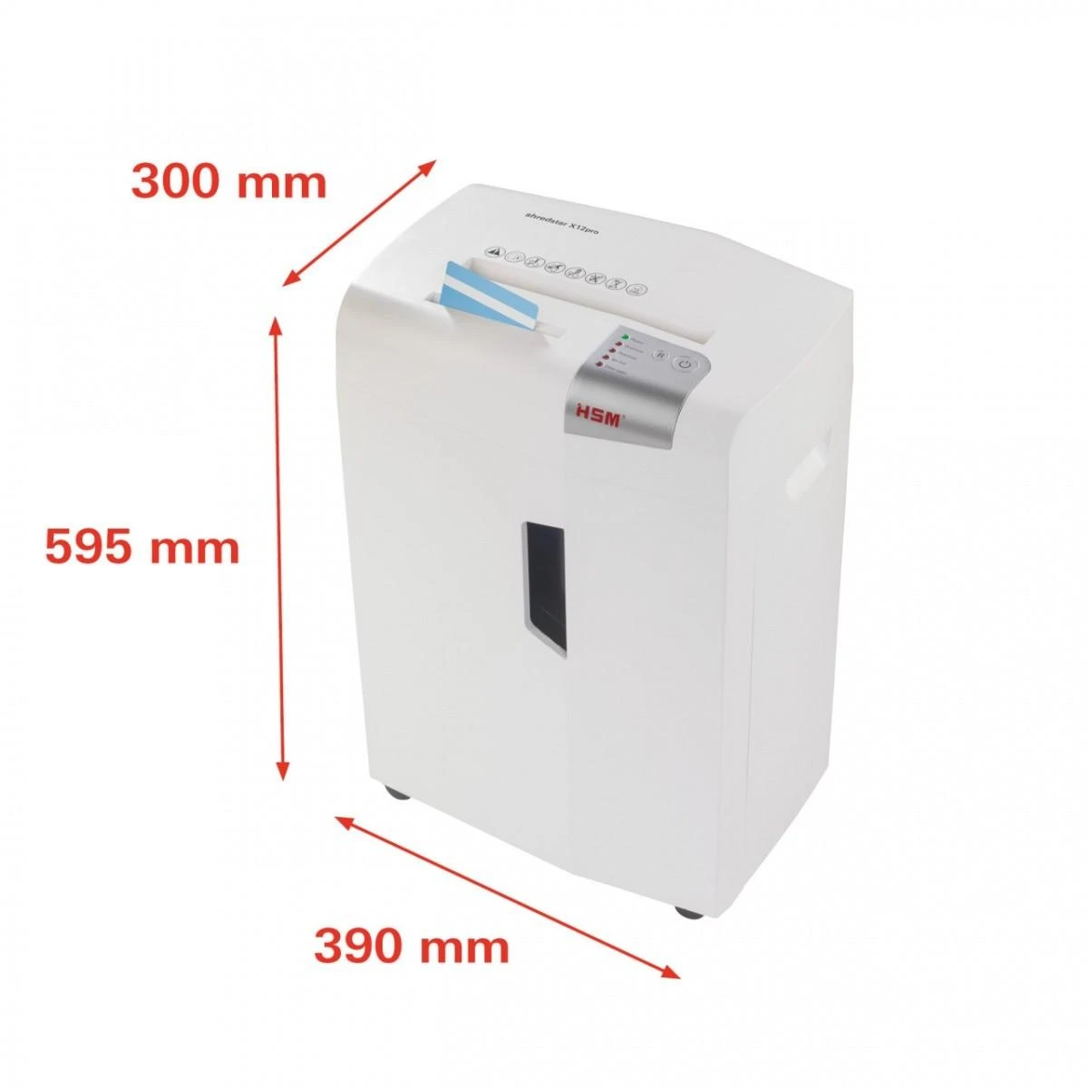 HSM Shredstar X12pro smulkintuvas su išmatavimais