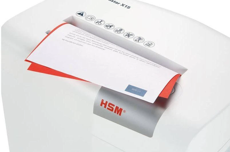 HSM Shredstar X15 dokumentų smulkinimo procesas