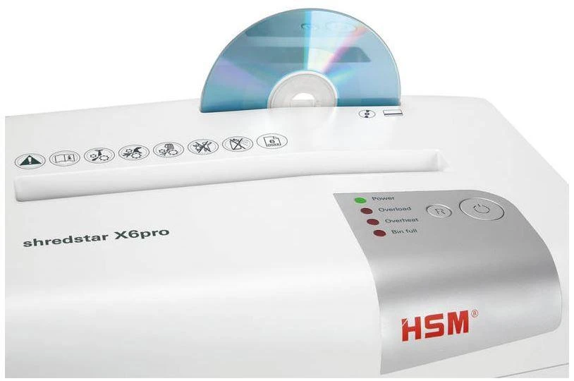 HSM Shredstar X6pro smulkintuvas su CD angos detalėmis