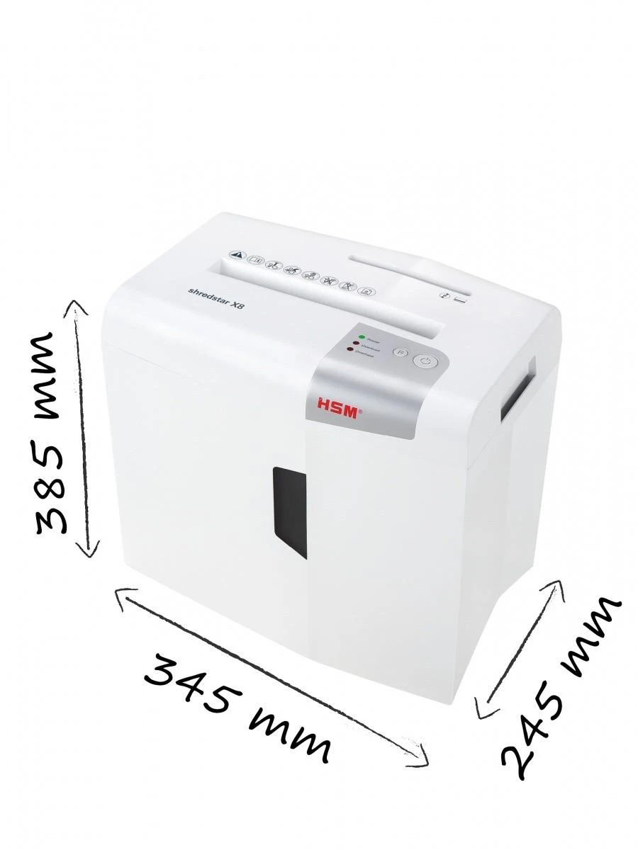 HSM 1044121 HSM Shredstar X8 - skersinis pjūvis 4,5x30mm/ 8 lakštai 80 g/ 18 l šiukšliadėžė/ P-4