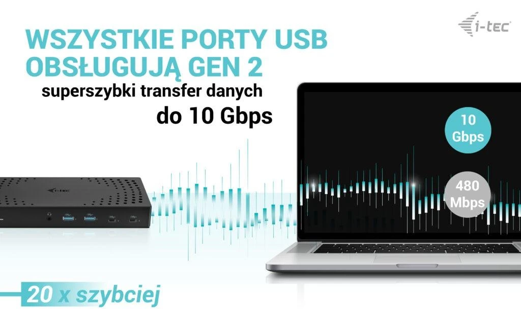 I-TEC USB 3.0 USB-C Thunderbolt 3x 4K prijungimo stotis Gen 2 + maitinimo tiekimas 100 W