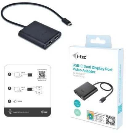 I-tec USB-C Dual 4K/60Hz (vienas 8K/30Hz) DP vaizdo adapteris