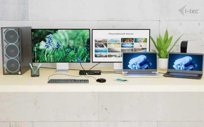 „I-tec USB-C KVM Dock PRO 3“ 3 pagrindiniams kompiuteriams