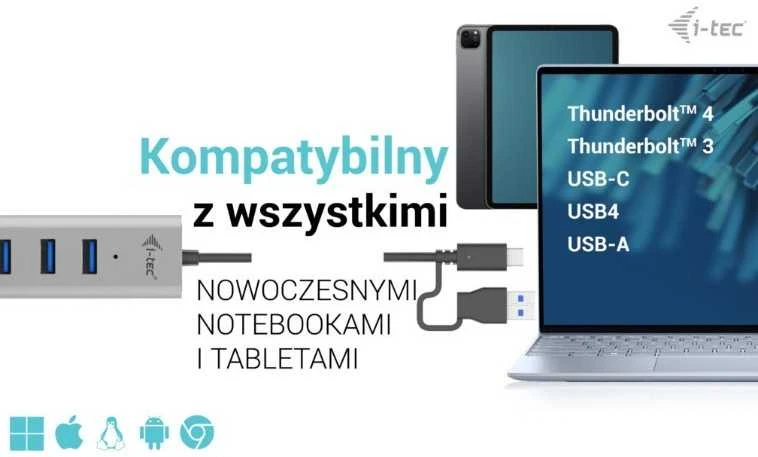 I-TEC USB-C įkrovimo metalinis HUB 7 prievadas be maitinimo adapterio