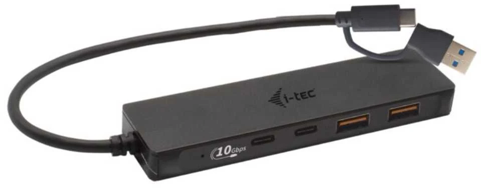 I-TEC USB-C metalinis stebulės 2xUSB 3.0 2xUSB-C 5Gbps be maitinimo adapterio, idealiai tinka nešiojamajam kompiuteriui Ultrabook Planšetė PC
