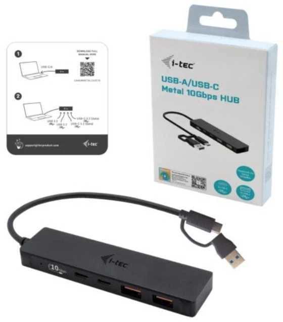 I-TEC USB-C metalinis stebulės 2xUSB 3.0 2xUSB-C 5Gbps be maitinimo adapterio, idealiai tinka nešiojamajam kompiuteriui Ultrabook Planšetė PC