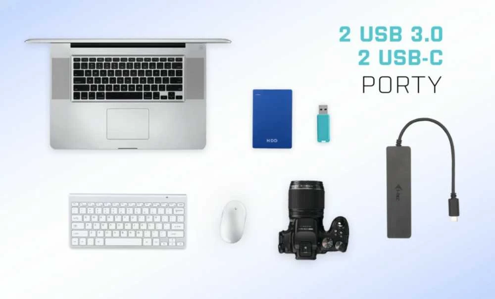 I-TEC USB-C metalinis stebulės 2xUSB 3.0 2xUSB-C 5Gbps be maitinimo adapterio, idealiai tinka nešiojamajam kompiuteriui Ultrabook Planšetė PC