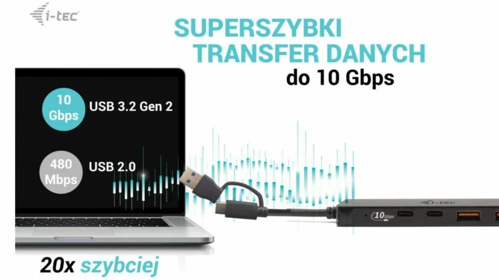 I-TEC USB-C metalinis stebulės 2xUSB 3.0 2xUSB-C 5Gbps be maitinimo adapterio, idealiai tinka nešiojamajam kompiuteriui Ultrabook Planšetė PC