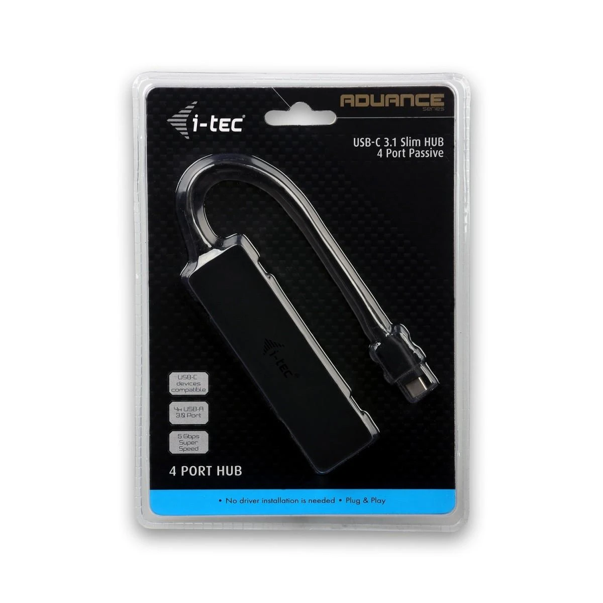 HP I-tec Advance C31HUB404 sąsajos šakotuvas USB 3.2 Gen 2 (3.1 Gen 2) Type-C 5000 Mbit/ai Juoda