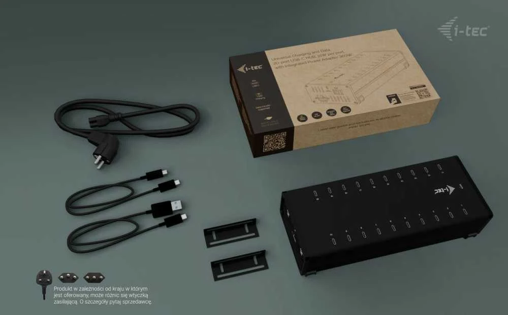 I-TEC USB-C/USB-A metalinis įkrovimo ir duomenų šakotuvas, 15 W vienam prievadui, 20 USB-C integruotų maitinimo adapterių, 360 W