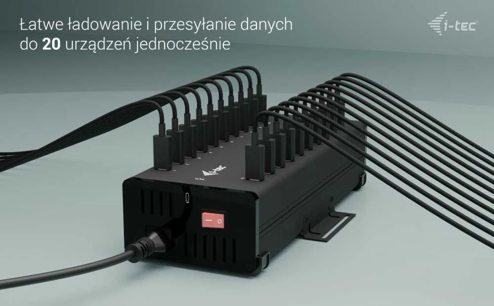 I-TEC 20 prievadų USB šakotuvas su laidynais
