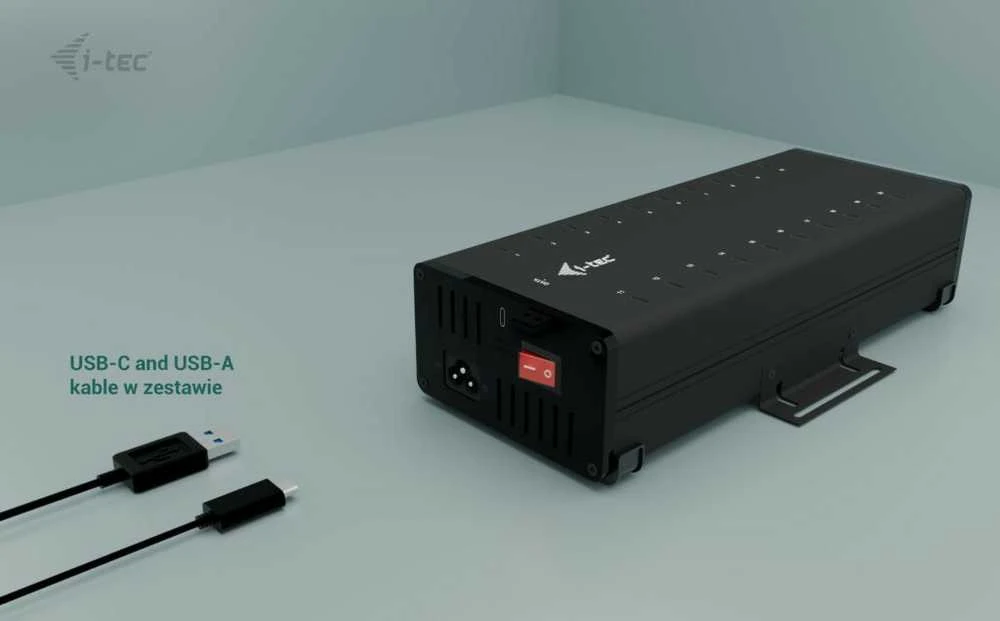 I-TEC USB-C/USB-A metalinis įkrovimo ir duomenų šakotuvas, 15 W vienam prievadui, 20 USB-C integruotų maitinimo adapterių, 360 W