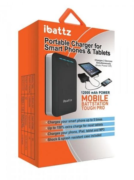 Powerbank iBattz BattSTation Tough Pro 12000mAh Juodai-sidabrinė