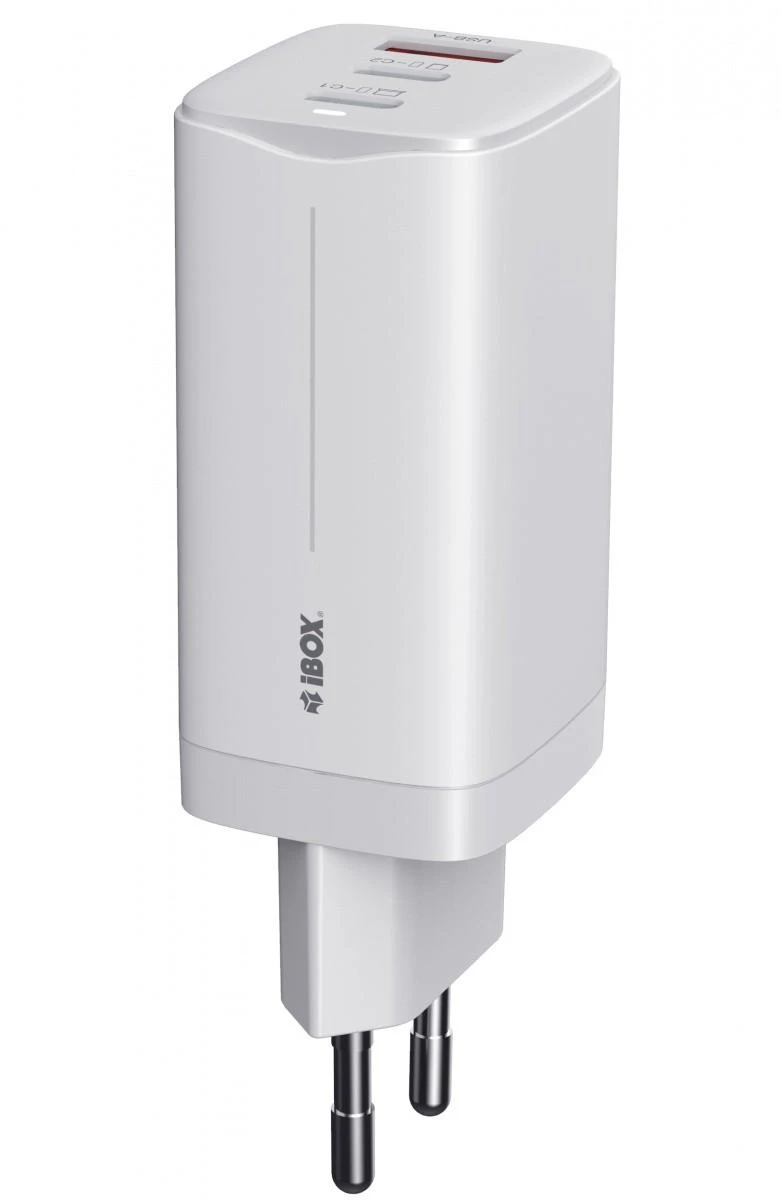 IBOX C-65 PD65W UNIVERSALUS Įkroviklis GaN USB-C CABLE Baltas