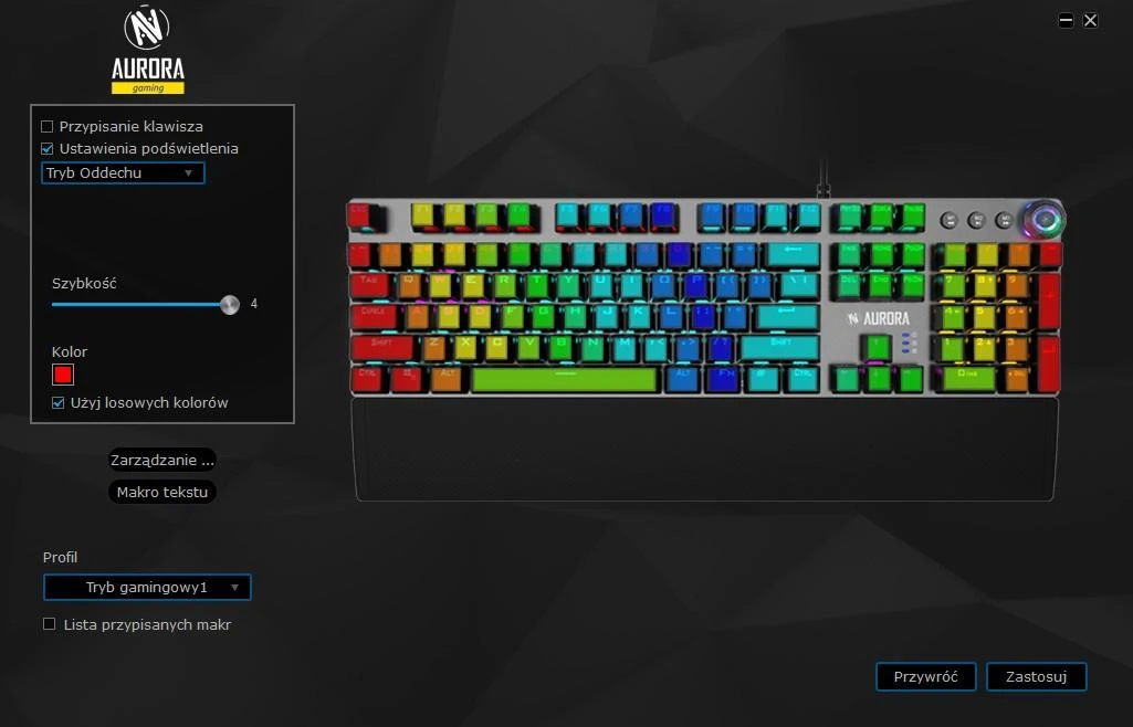 Mechaninė žaidimų klaviatūra IBOX AURORA K-4 IKGMK4, su pašvietimu, US išdėstymas, KRGD Red Switch