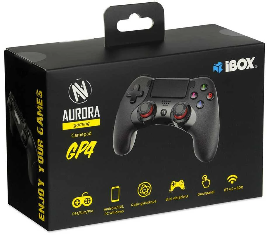 iBox IGP4 žaidimų valdiklis Juodas Bluetooth žaidimų pultelis Analoginis / Skaitmeninis Android, PC, PlayStation 4, iOS